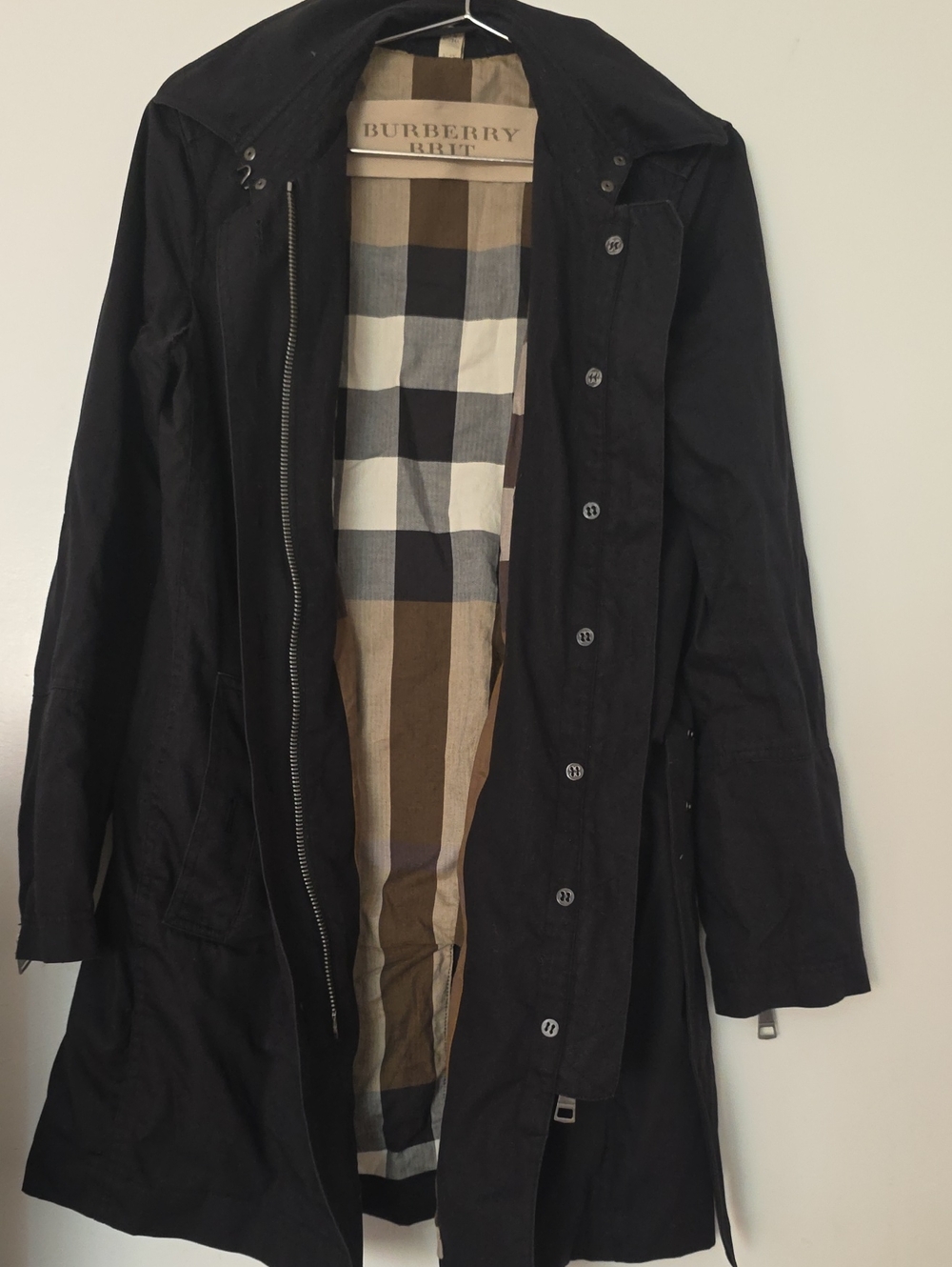 Burberry Black Trench Coat with Signature Check Interior
